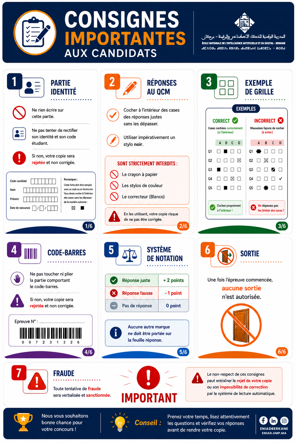 Consignes importantes pour le concours